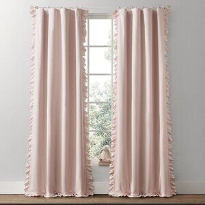 Restoration Hardware RH Baby Cotton Velvet Ruffle Drape Curtains | Pink
